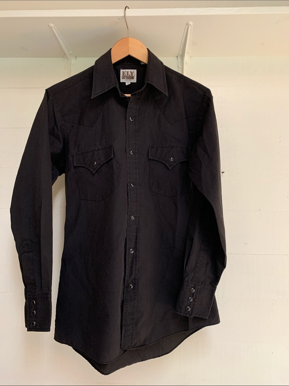 ELY cattleman Black Western Button-Up Shirt